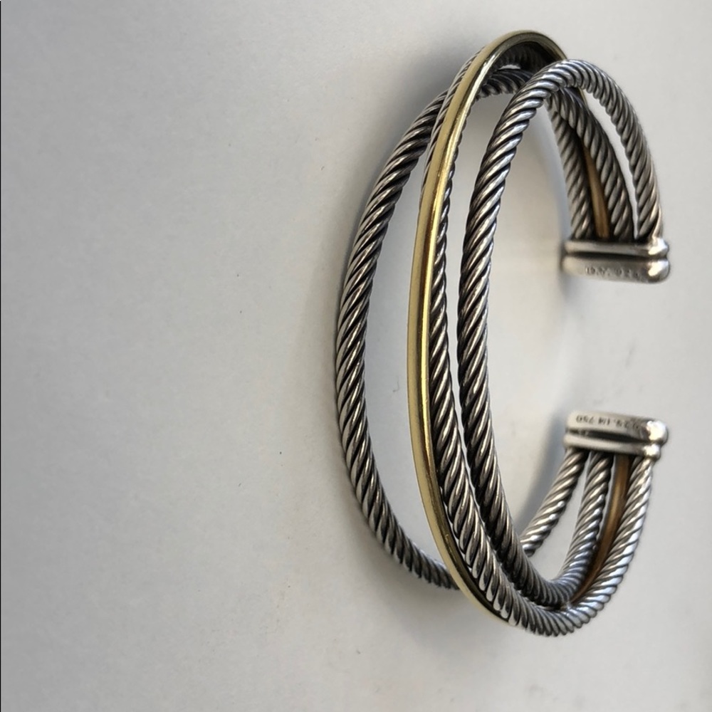 David Yurman Silver and gold cuff bracelet.